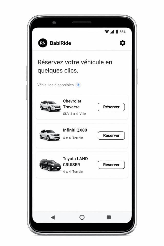Aperçu application mobile